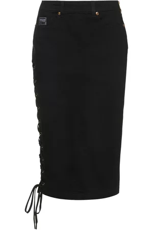 VERSACE Women Midi Skirts - Stretch Cotton Denim Midi Skirt