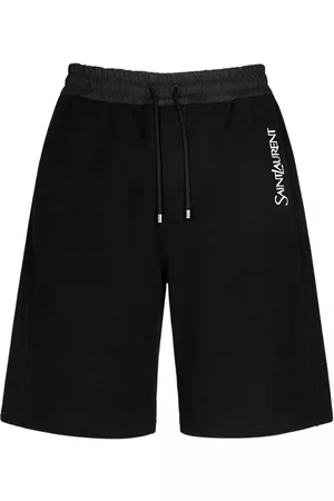 Saint Laurent Men Shorts - Large Logo Cotton Shorts
