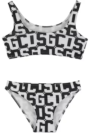 GCDS Girls Bikinis - All Over Logo Print Lycra Bikini