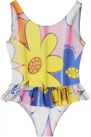Moschino Girls Swimsuits - Flowers Print Tech Onepiece Swimsuit