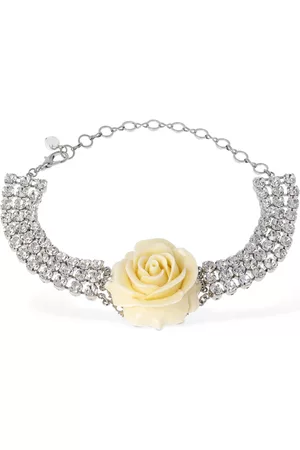 Alessandra Rich Women Necklaces - Crystal Choker W/ Rose Embellishment