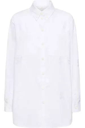 Burberry Women Shirts - Ivanna Logo Jacquard Cotton Blend Shirt