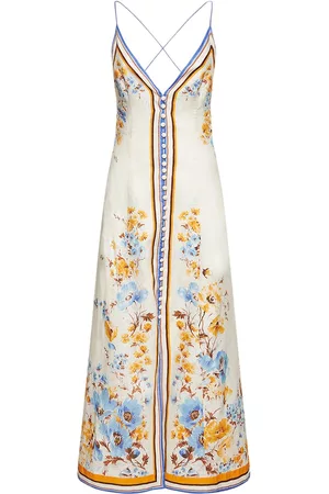 ZIMMERMANN Women Casual Dresses - Halcyon Printed Linen Maxi Slip Dress
