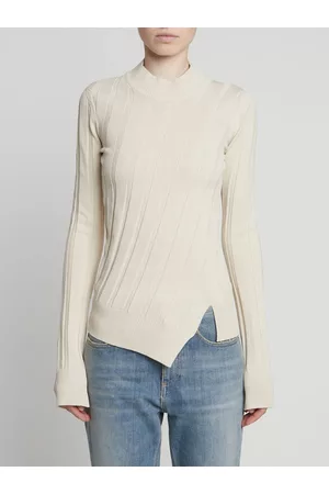 Stella McCartney Women Long Sleeved Shirts - Asymmetric Rib Knit Long Sleeve Top