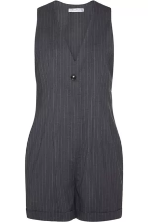 Max Mara Women Playsuits & Rompers - Zolfo Pinstriped Wool Playsuit