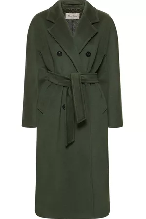 Max Mara Women Long Coats - Madame Double Breasted Wool Long Coat