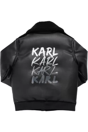 Karl Lagerfeld Boys Jackets - Printed Faux Leather Jacket W/logo