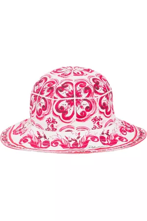Dolce & Gabbana Girls Accessories - Majolica Print Cotton Poplin Brimmed Hat