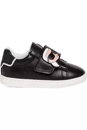 Karl Lagerfeld Kids logo-embroidered Faux-Fur Slippers - Black