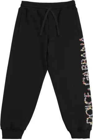Dolce & Gabbana Girls Pants - Logo Print Cotton Sweatpants
