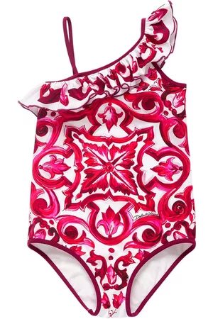 Dolce & Gabbana Girls Swimsuits - Majolica Print Lycra One Piece Swimsuit