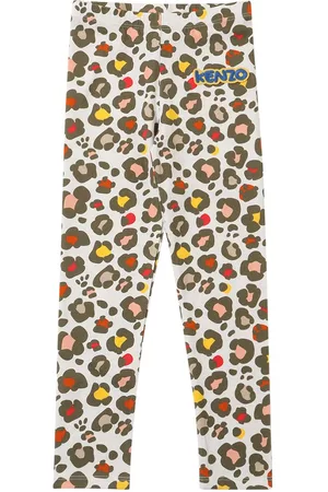Kenzo Girls Pants - Printed Cotton Jersey Leggings W/logo