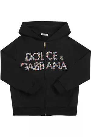Dolce & Gabbana Girls Zip-up Hoodies - Logo Print Cotton Zip-up Hoodie