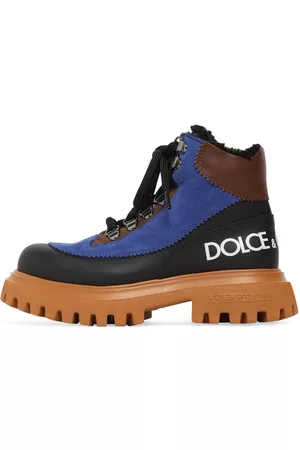 Dolce & Gabbana Girls Outdoor Shoes - Color Block Leather Hiking Boots W/ Logo