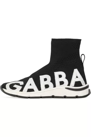 Dolce & Gabbana Girls Sock Sneakers - Logo Intarsia Knit Sock Sneakers