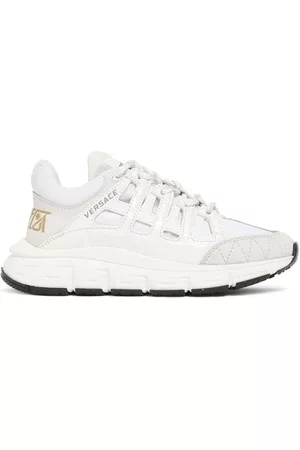VERSACE Girls Sneakers - Logo Leather & Mesh Lace-up Sneakers