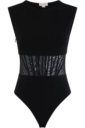 Alexander McQueen Women Bodies - Viscose Blend Bodysuit W/ Sheer Inserts