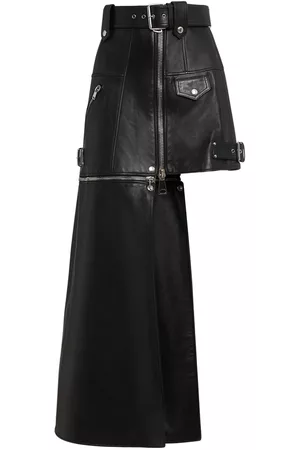 Alexander McQueen Women Leather Skirts - Asymmetric Leather Skirt