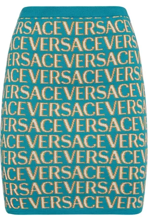 VERSACE Women Mini Skirts - Logo Jacquard Knit High Waist Mini Skirt
