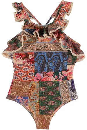 ZIMMERMANN Girls Swimsuits - Printed Lycra One Piece Swimsuit
