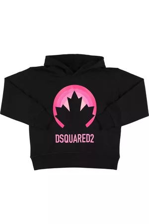 Dsquared2 Girls Hoodies - Rubberized Logo Cotton Jersey Hoodie
