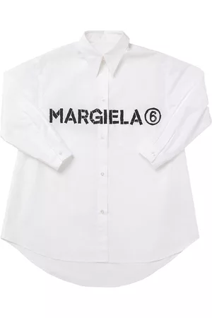 Maison Margiela Girls Graduation Dresses - Logo Print Cotton Poplin Shirt Dress