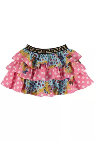Versace Kids Orchid Barocco Baby Pleated Skirt for Baby Girls