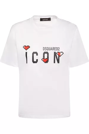 Dsquared2 Women T-Shirts - Icon Hearts Logo Print Jersey T-shirt