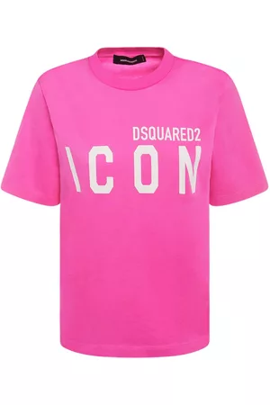 Dsquared2 Women T-Shirts - Icon Logo Print Cotton Jersey T-shirt
