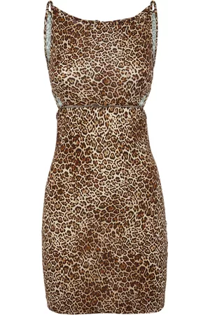 Dsquared2 Women Graduation Dresses - Leopard Print Viscose Jersey Mini Dress