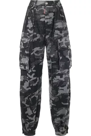 Dsquared2 Women Cargo Pants - Camouflage Printed Wide Leg Cargo Pants