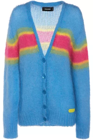 Dsquared2 Women Sweatshirts - Striped Mohair Blend Knit Cardigan