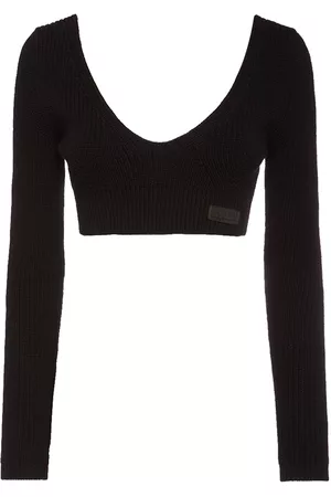 Dsquared2 Women Crop Tops - Ribbed Knit Long Sleeve Crop Top