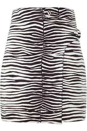 Dsquared2 Women Printed Skirts - Zebra Print Faux Leather Mini Skirt