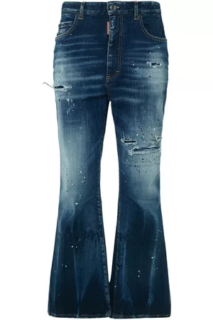 Dsquared2 Women High Waisted Jeans - Spray Paint High Waisted Flared Jeans