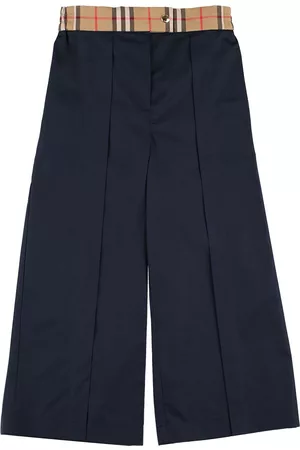 Burberry Girls Pants - Cotton Pants W/ Check Inserts