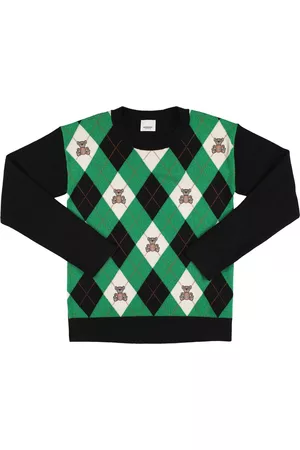 Burberry Girls Sweaters - Rhombus Print Wool Knit Sweater