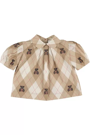 Burberry Girls Shirts - Printed Cotton Poplin Puff Sleeve Shirt