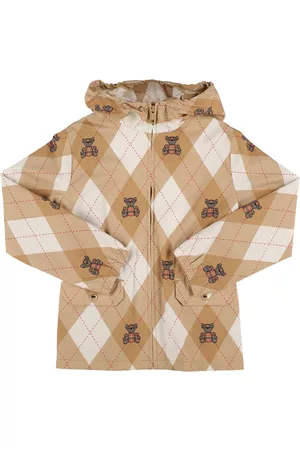 Burberry Girls Jackets - Rhombus Printed Cotton Hooded Jacket