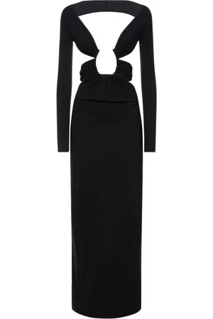 CHRISTOPHER ESBER Women Ruched Dresses - Odessa Ruched Cutout Jersey Long Dress