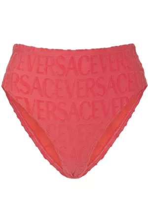 VERSACE La Greca stretch-terry jacquard bikini bottoms