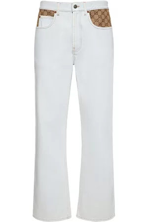 Blue GG-jacquard organic-denim straight-leg jeans, Gucci