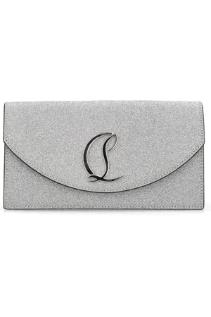 Christian Louboutin - Paloma stud-embellished Grained-leather Clutch Bag - Womens - White Silver