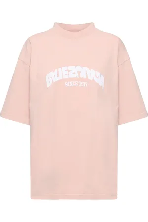 BALENCIAGA - Oversized Distressed Logo-Print Cotton-Jersey T-Shirt - Pink  Balenciaga