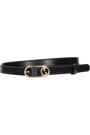 Valentino Garavani | Women 3cm V Logo Reversible Leather Belt Black/Brass 75