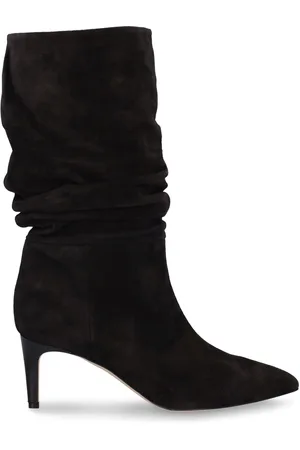 PARIS TEXAS Slouchy Lizard-Embossed Leather Mid-Calf Boots