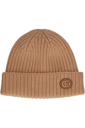 GG cashmere hat in beige and dark brown