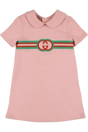 Children's cotton jersey dress with Horsebit in pink