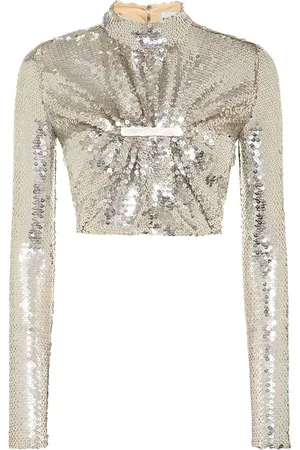 Shape Silver Lurex Glitter Asymmetric Longline Top