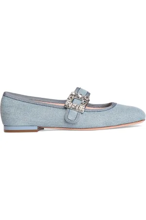 Roger Vivier 10mm Tres Vivier Denim Ballerina Flats
